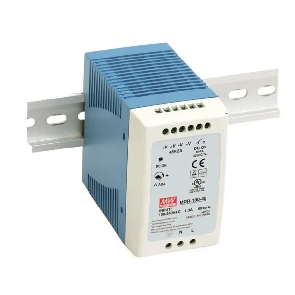 НАПОЈУВАЊЕ MDR-100-24, 24V DC, 4A, 55X90X100(LxWxH)mm,DIN ШИНА,MEAN WELL
