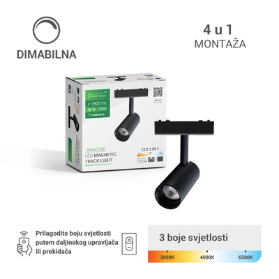 МАГНЕТНА LED СВЕТИЛКА 30W 3CCT ДИМАБИЛНА MYSTYLE-7-30W GREEN TECH